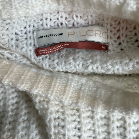 Anthro Pilcro and Letterpress Devenne Pointelle Knit Sweater Size Medium White. - Picture 5 of 8
